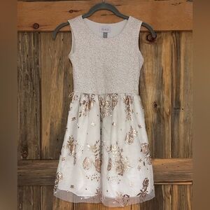 The Children's Place Sparkling White and Gold Dress